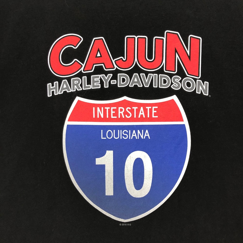 Black Harley Davidson Cajun Harley Davidson Louisiana Interstate‎ 10 T Shirt 4XL